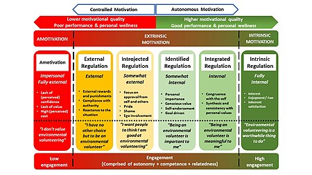 A diagram showing the components of the Organismic Integration Theory taxonomy of motivation regulation. Adapted from McEown and Oga-Baldwin (2019) and Deci and Ryan (2018).