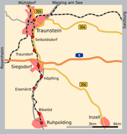 A Traunstein–Ruhpolding-vasútvonal útvonala