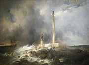 Jean-Louis Petit, Vue du phare de Gatteville (vers 1836), huile sur toile, musée Thomas-Henry.