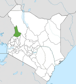 Location of West Pokot County (Green)