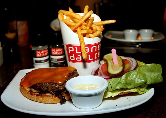 Burgers and fries served in a Los Angeles restaurant.