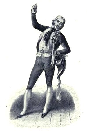 Jean Chollet såsom Postiljonen. Efter teckning af Alex. Lacauchie 1841.