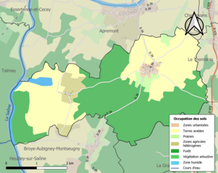 Carte en couleurs présentant l'occupation des sols.