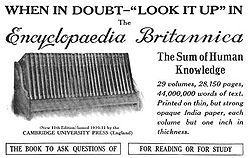 A print advertisement for the 1913 issue of the Encyclopdia Britannica