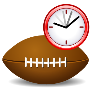 American football with clock to represent a 