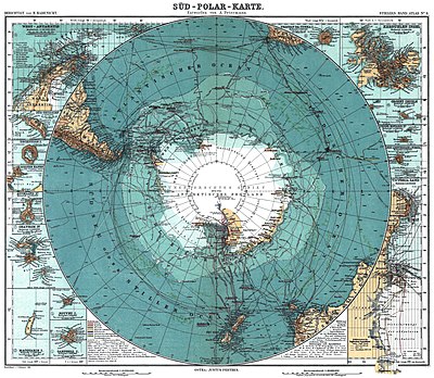 'n Geskiedkundige kaart van Antarktika in 1912.
