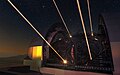 Artist's impression of the European Extremely Large Telescope deploying lasers for adaptive optics