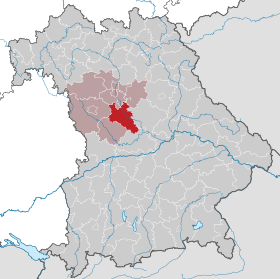 Landkreis Roths läge (mörkrött) i Bayern