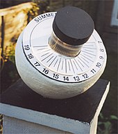 Benoy Sun Clock showing 6:00 p.m. Benoy sun clock.jpg
