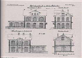 Profil des Empfangsgebäudes von Olsbrücken, Dezember 1913
