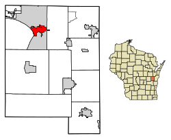 Location of Sherwood in Calumet County, Wisconsin.