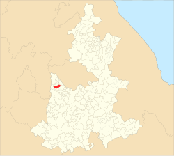 Location of the municipality in Puebla