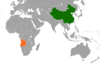 Location map for Angola and China.