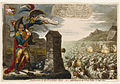 Джеймс Гілрей. Карикатура на Талейрана і Наполеона Бонапарта та знищення французьких військових човнів англійцями.