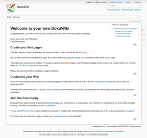 DokuWiki歡迎頁螢幕截圖