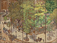 Représentation de la place par Edouard Vuillard dont la mère habitait au 6 jusqu'à sa mort en 1928.