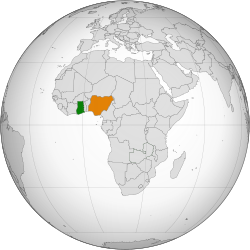 Map indicating locations of Ghana and Nigeria