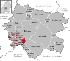 Poziția Hausen am Tann pe harta districtului Zollernalbkreis