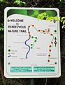 The sign at the beginning of the hiking trail leading from Little Bay up and over the headland to Rendezvous Bay on Monserrat