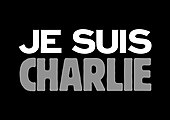 Texte « Je suis Charlie » écrit en blanc et gris sur un fond noir.