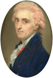 Coronel James Hamilton, usando uma peruca colorida com pó rosa, 1784.