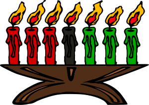 Kwanzaa candles (Kinara) cartoon-like image. T...