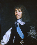 Peinture à l'huile représentant le buste de Léon Bouthillier, Comte de Chavigny. Œuvre du XVIIe siècle, exécutée par Philippe de Champaigne (1602-1674), et actuellement exposée au au musée de l'Histoire de France, à Versailles, sous la cote d'inventaire « MV4190 ».