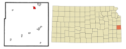 Location of La Cygne in Kansas
