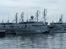 Siegburg, a modern Ensdorf-class minesweeper of the German Navy M1098 Siegburg.jpg