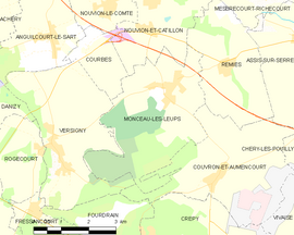 Mapa obce Monceau-lès-Leups