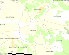 Mapa obce Valence