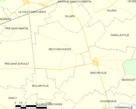 Mapa obce Neuvy-en-Dunois