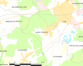 Mapa obce Magny-Vernois