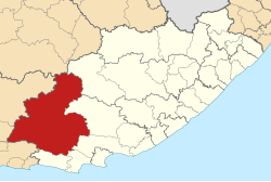 Kaart van Suid-Afrika wat Dr Beyers Naudé in Oos-Kaap aandui
