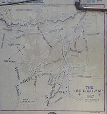 A mural of the road map of Montclair from 1857, when it was known as West Bloomfield Montclair old road map.jpg