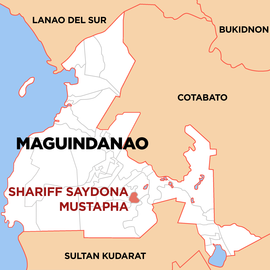 Shariff Saydona Mustapha na Maguindanao do Sul Coordenadas : 6°58'33.79"N, 124°28'53.32"E