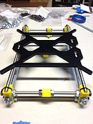 Assembled Y axis, printed parts in yellow.