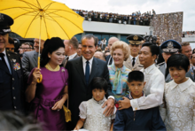 Nixon and Pat Nixon with Philippine President Ferdinand Marcos and his wife Imelda in Manila in July 1969 Richard Nixon with the Marcos family.png
