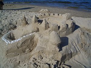 English: Sandcastle on the beach of Ahlbeck Fr...