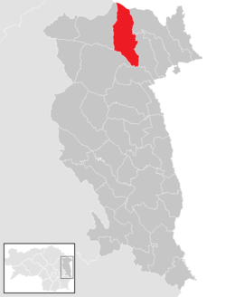 Poloha obce Sankt Lorenzen am Wechsel v okrese Hartberg-Fürstenfeld (klikacia mapa)