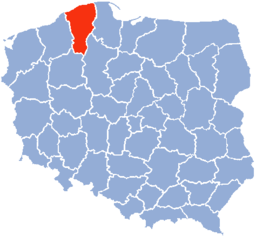 Vojvodskapet Słupsks läge i Polen.