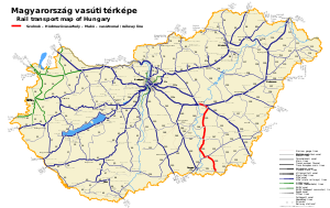 ソルノク - ホードメゼーヴァーシャールヘイ - マコー線の路線図
