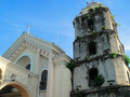 The cathedral's belfry and facade close-up