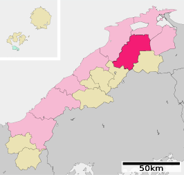 Situering van Unnan in de prefectuur Shimane