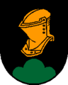 Helm im Wappen von Hellmonsödt