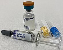 Zostavax vaccine ZOSTAVAX (shingles (herpes zoster) vaccine (live)) (United Kingdom).jpg