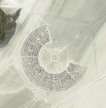 Imatge de satèl·lit de Black Rock City per a Burning Man 2005, presa de la NASA World Wind