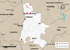 Carte des communes avec sites Seveso