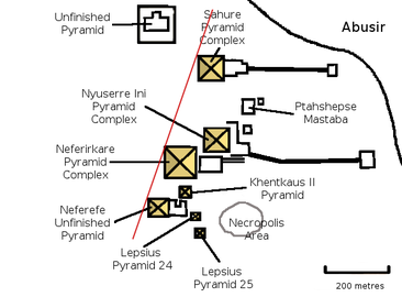 Položaj Neferefrejeve piramide na abusirski nekropoli