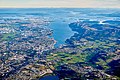 Luftbild von Sandes, das an einem Fjord liegt